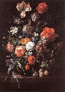RUYSCH, Rachel Still-Life with Bouquet of Flowers and Plums af china oil painting artist